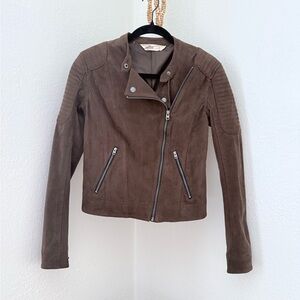 Hollister Brown Faux Suede Moto Jacket